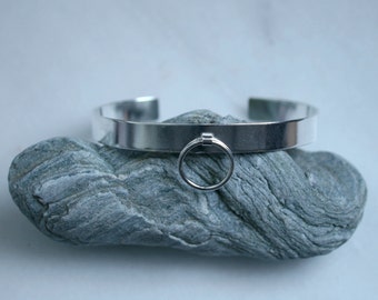 Elegant Cuff 'Story of O' BDSM O ring bracelet 100% recycled sterling silver. Traditionally handmade. Can be personalized/customised for you