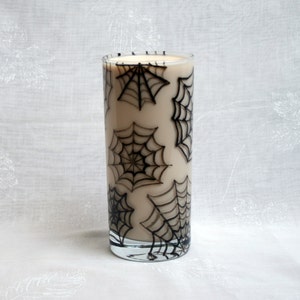 Wicked Webs (In shades of black and grey) - An exclusive design, hand painted spider web Hi ball / tall mixer/ soft drink / milk glass.