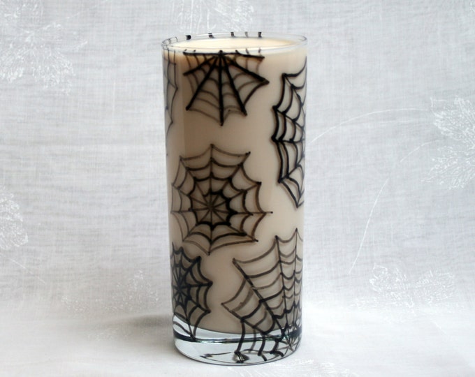 Wicked Webs (In shades of black and grey) - An exclusive design, hand painted spider web Hi ball / tall mixer/ soft drink / milk glass.