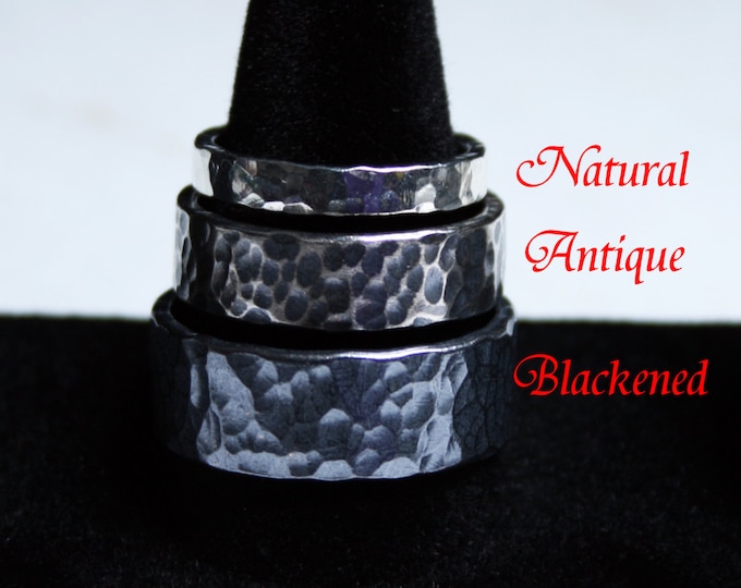 Hammered design. Heavyweight 6 mm Wide Sterling Silver Fully UK hallmarked Wedding ring. Sizes I to Z  (US 4 1/2 - 12 1/2)