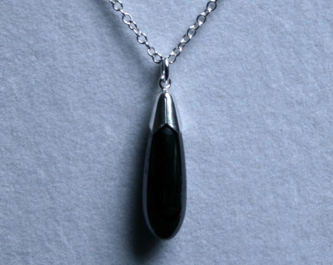 Handmade 'Classic Elegance' Black Onyx & sterling silver pendant. Pefect little black dress pendant! Subtle/ Dress up or down/ gift for her.