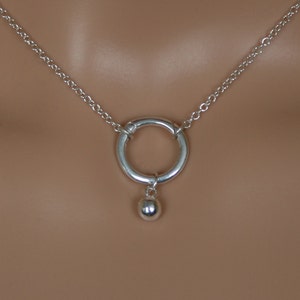 Slave bell - Discrete &#39;O&#39; ring Dagkraag / Slave Ketting. Sterling zilver. Gevangen/Eeuwigheid/Oneindigheid ring. Draag als choker of ketting