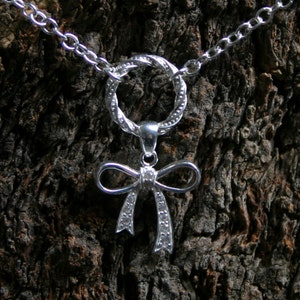Discrete CZ Bow Fancy &#39;O&#39; ring Day Collar/Slave Necklace. Sterling silver. Story of &#39;O&#39; collar. Infinity/Eternity ring. Baby girl bow. DD/lg
