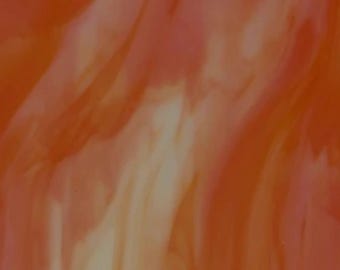 Bullseye Streaky. 3mm White & Orange Opal 2123. CoE 90 fusing glass.