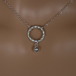 Slave bell - PERMANENTLY LOCKING Discrete Fancy &#39;O&#39; ring Day Collar/Slave Necklace. Eternity/Infinity ring. Sterling silver Choker/Necklace