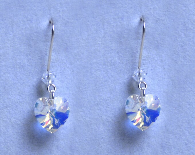 Handmade 'Love sparkles' earrings Sterling silver & Swarovski Crystal drop earrings with an AB (Aurora Borealis) finish to make them sparkle