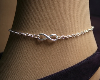 Infinity. PERMANENTLY LOCKING Slave Ankle Chain Bracelet. BDSM Anklet. Sterling silver. Infinity link. Choose small or large infinity symbol