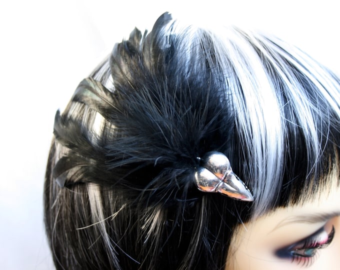 Exclusive 'Black Raven' hair grip / fascinator in plain black.