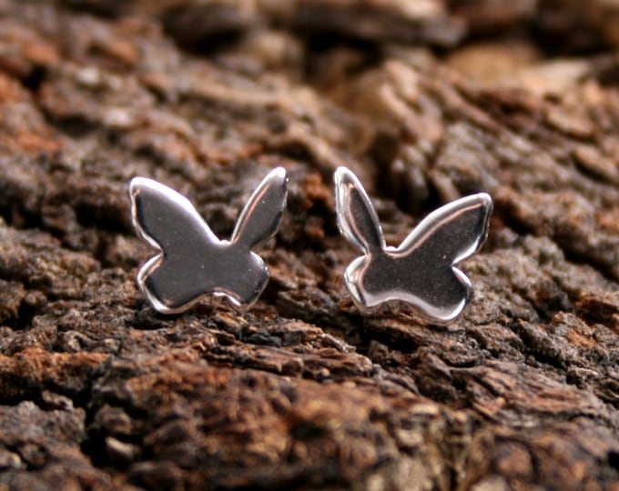 Little butterflies. Sterling Silver stud earrings. 'Forest friends' collection. Exclusive design. Eco-friendly. Natural or coloured silver.