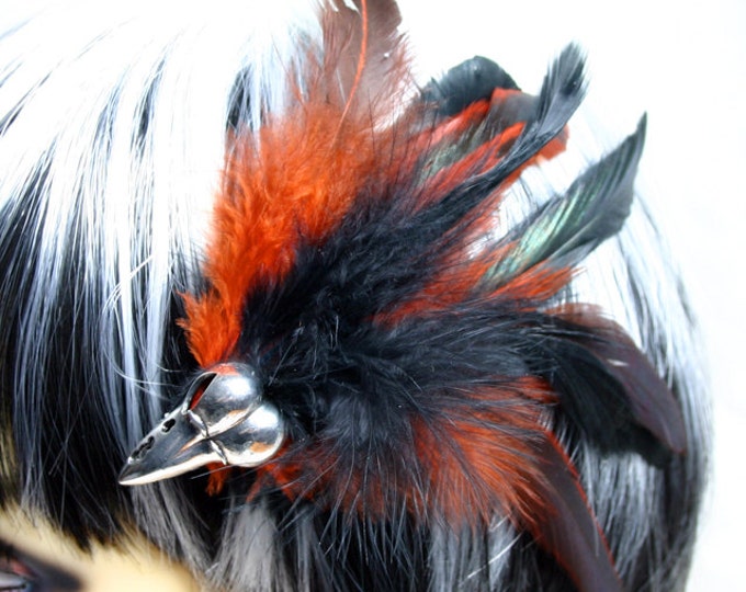 Exclusive 'Burnt Orange Raven' hair grip/ fascinator.