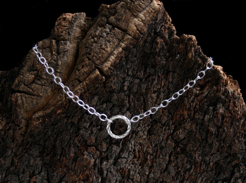 Discrete FANCY O Ring Day Collar / Slave Necklace. Sterling silver. Story of 'O' collar. Wear as a choker or a necklace. Infinity Eternity image 2