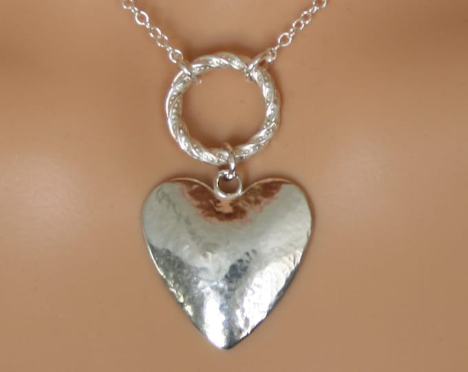 Discrete, FANCY O ring Day Collar / Slave Necklace. Sterling silver. Story of 'O' collar. Give her your Heart!  Can be personalized.