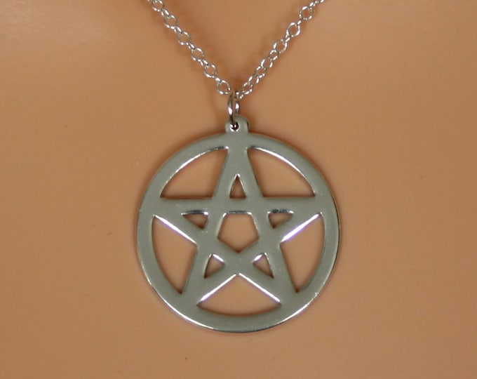 Pentacle Pendant ~ Sterling Silver Pentagram. Choose Hammered or plain finish.