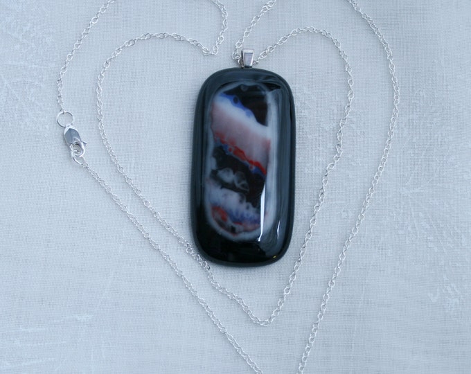 Handmade Unique Fused Glass Pendant 'Genesis' On a Sterling Silver 925 bail (choose sterling silver or silver plated chain)