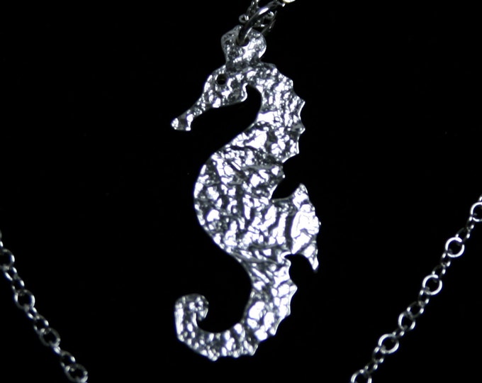 Handmade 'Silver Seahorse' Pendant. Traditionally hand made seahorse pendant made from reticulated Sterling Silver.