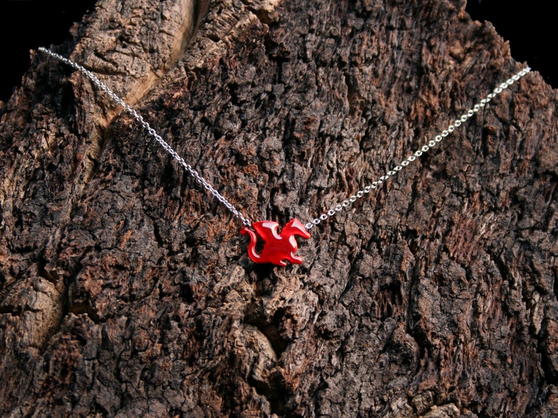 Exclusive design Welsh Dragon Baby Red Dragon Eco-friendly. /'Forest friends/' collection Enameled Copper and Sterling Silver Pendant