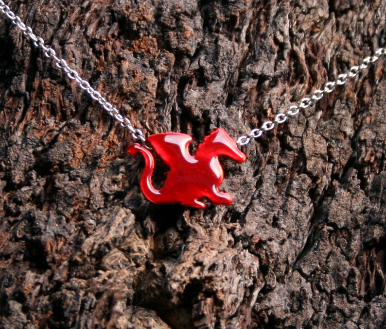 Exclusive design Welsh Dragon Baby Red Dragon Eco-friendly. /'Forest friends/' collection Enameled Copper and Sterling Silver Pendant