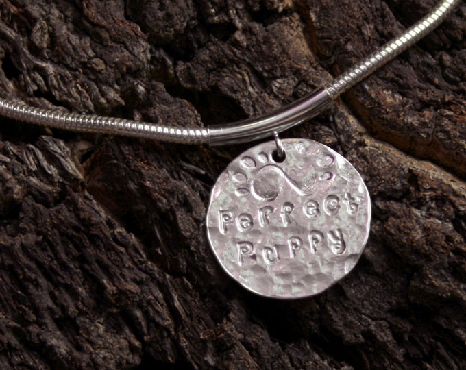 PERFECT PUPPY ~ Personalized Day Collar / Slave Necklace. Sterling silver disc day collar. Can be personalized on reverse.