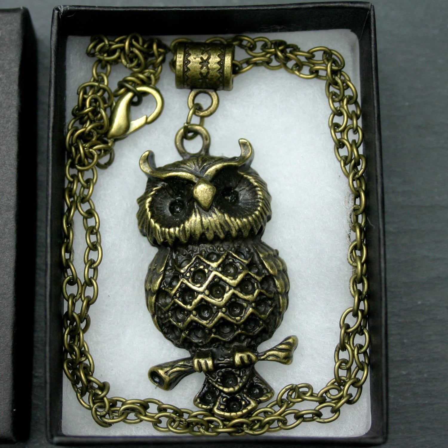 Handcrafted 'Wise Owl' Pendant. Steampunk/ Pagan/ Wiccan. Bronze tone Owl on a chain - with 