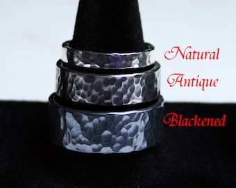 Hammered design. Heavyweight 8mm Wide Sterling Silver Fully UK hallmarked Wedding ring. Sizes Q to Z  (US 8 - 12 1/2)