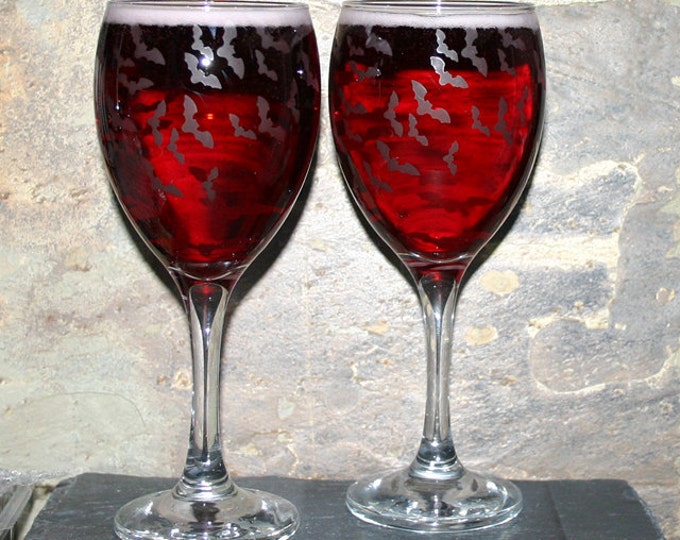 Bat Flight - Pair of exclusive design batty wine glasses