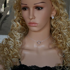 Discrete permanently locking O ring Day Collar / Slave Necklace. Sterling silver. Story of &#39;O&#39; collar. Wear as a choker or a necklace