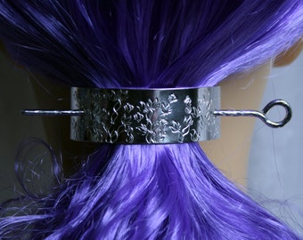 Barrette 'Ocean' Hand made Pony tail cover, hair clip, hair slide, hair clasp, hair pin, pony tail grip. Fully UK Hallmarked Sterling Silver