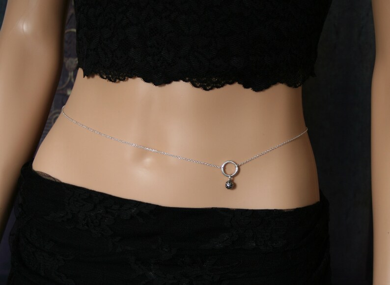 Fancy Slave Bell Discrete Story of /'O/' Eternity ring Infinity ring Sterling silver BDSM belly chain. /'O/' ring waist chain