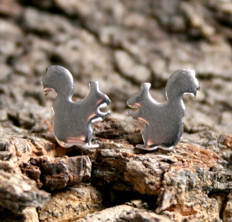 Little Squirrel. Sterling Silver dangle earrings. 'Forest friends' collection. Sitting Squirrel. Little squirrels. Drop earrings. image 5