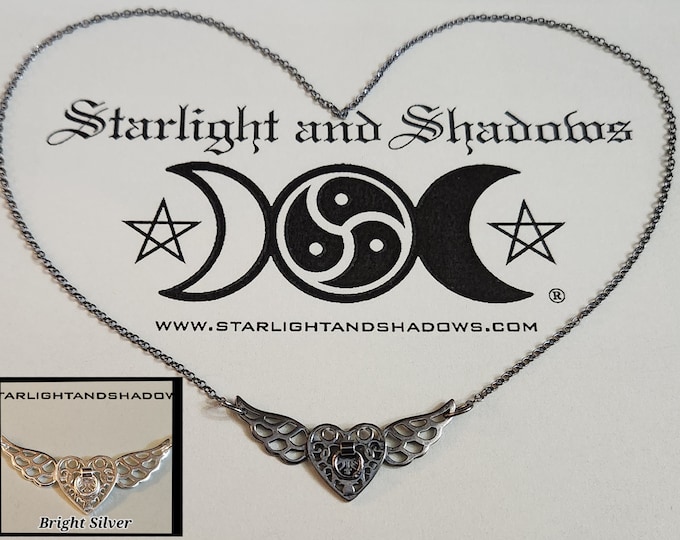 The wings of Love - Caged Heart, Story of O; Discrete, Sterling silver Day Collar / Slave Necklace {D2} - O ring, Winged Heart