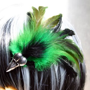 Exclusive &#39;Emerald Raven&#39; hair grip/ fascinator in black and emerald green.