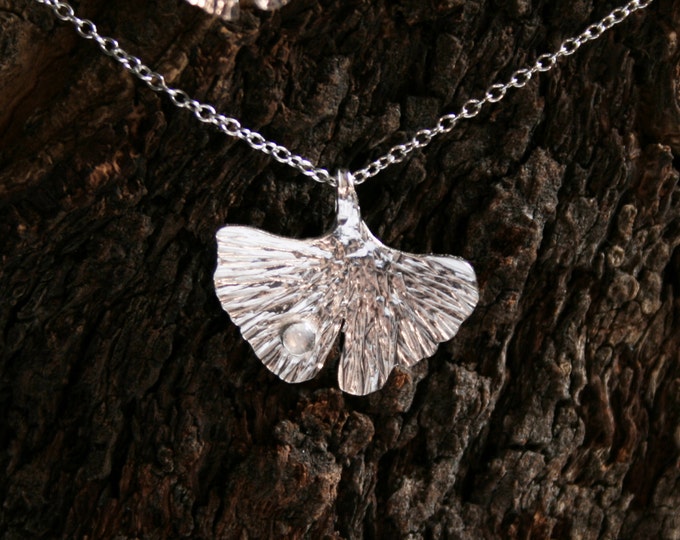 Ginko Leaf ~ Eco friendly Sterling Silver  & Moonstone Ginko biloba leaves. Choose Pendant, Earrings or Gift set. Boxed ready for gifting.