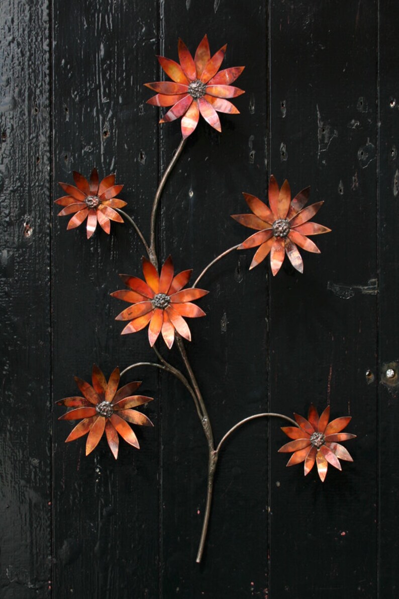 Copper Flowers a Wall Hanging Spray of Multihued Copper Etsy UK