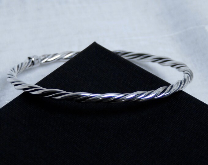 Sterling silver bangle 'Elegant Twist' Traditionally hand made bracelet created from Fully UK Hallmarked Sterling Silver.