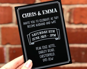 Chalkboard Style Acrylic Wedding Invites