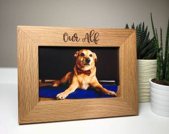 Personalised Solid Oak Photo Frame with Modern Calligraphy Font