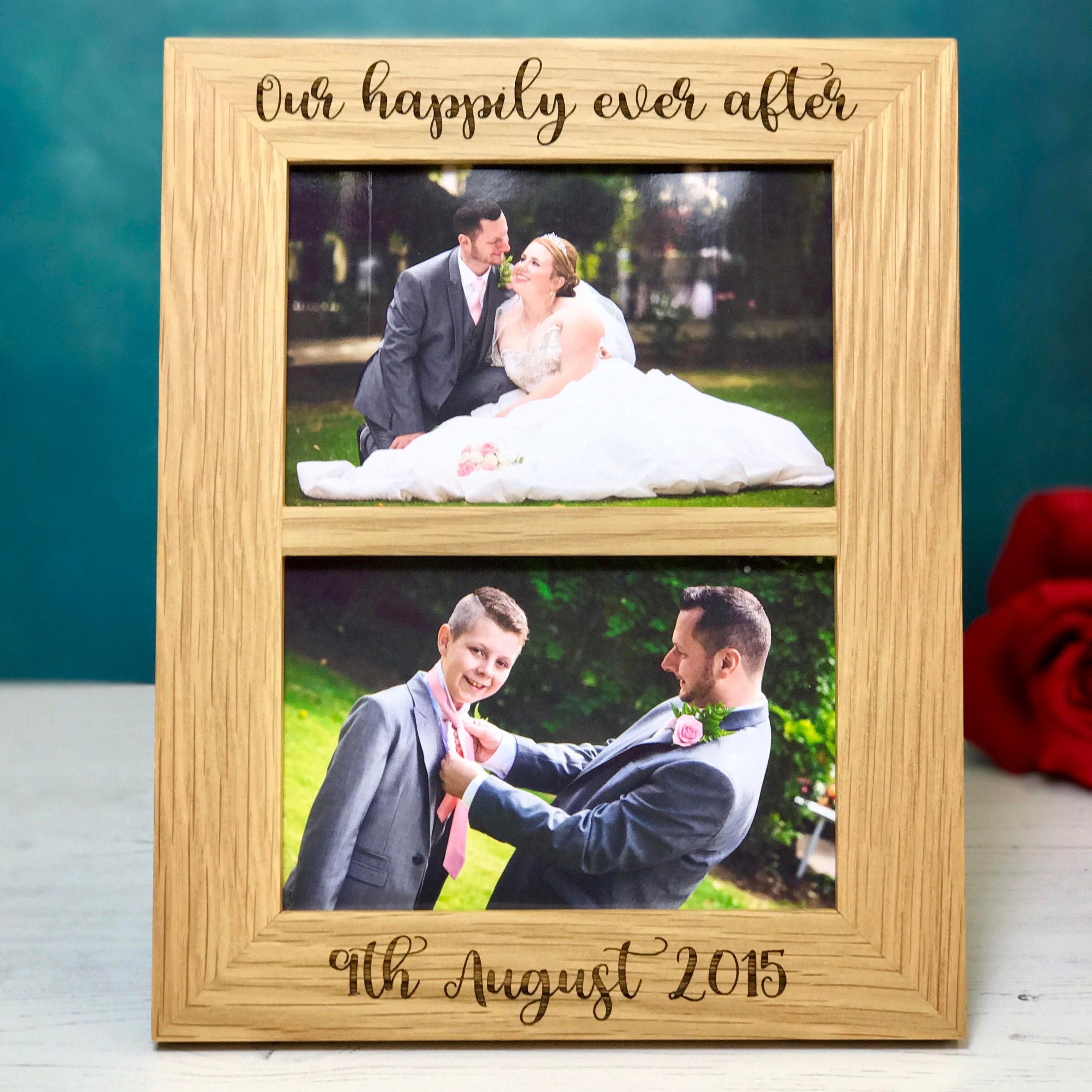 Personalised 4x6 Solid Oak Double Picture Frame - Etsy