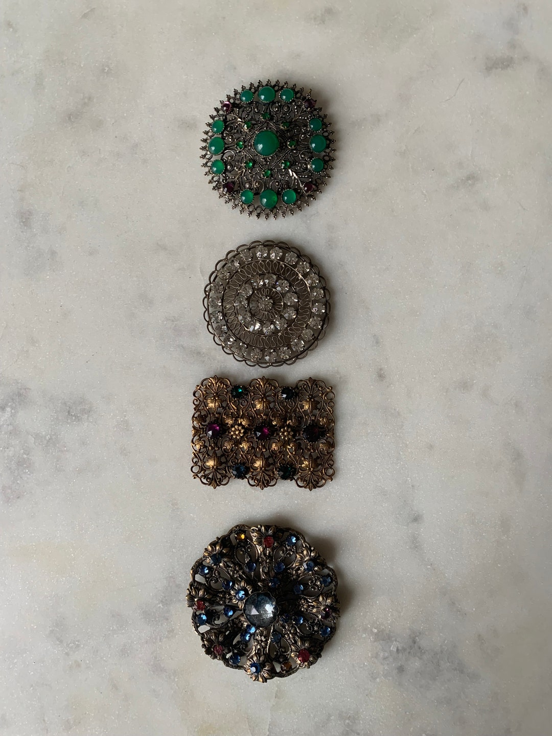 Four Vintage Damaged Czech Brooches Etsy