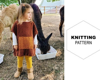 Gericho Poncho Knitting Pattern | Kids Beginner Knit (Digital Download)
