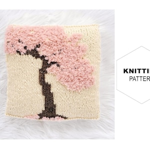 Easy Knitted Pillow Pattern|Spring Blooms Pillow|Knitting Pattern|Pillow Pattern|Knit Pillow Pattern|Knit Tree|Fun Knitting Pattern|Pillow