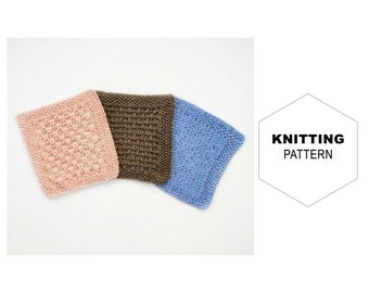 Knit Washcloth Trio Pattern|Dishcloth Pattern|Washcloth Pattern|Easy Knit Pattern|Spa Cloth|Dishcloth Knit|Washcloth Knitted|Baby Cloth