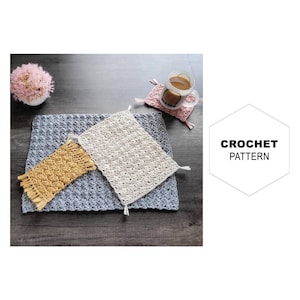 Cobblestone Crochet Pattern Trio|Easy Crochet Pattern|Mug Mat|Mug Rug|Cup Coaster|Plant Mat|Plant Rug|Plant Coaster|Placemat|Table Decor