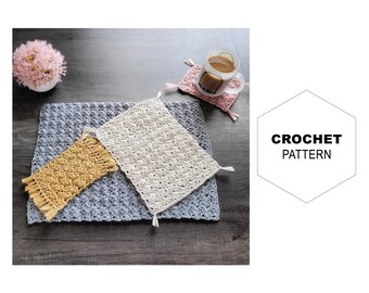 Cobblestone Crochet Pattern Trio|Easy Crochet Pattern|Mug Mat|Mug Rug|Cup Coaster|Plant Mat|Plant Rug|Plant Coaster|Placemat|Table Decor