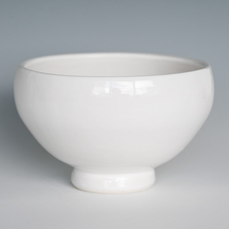 Small porcelain serving bowl, handmade, minimalist design, glazed in a white celadon image 3