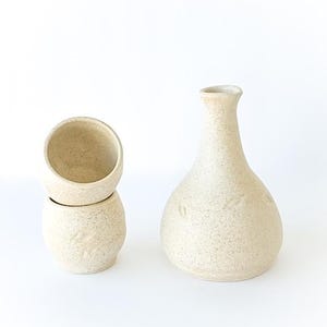Handmade Ceramic Sake Set – Japanese Stoneware Carafe & Cups
