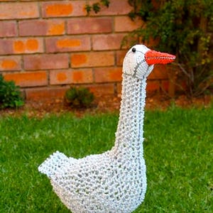 African Beaded Wire Animal Sculpture - GOOSE SMALL - White