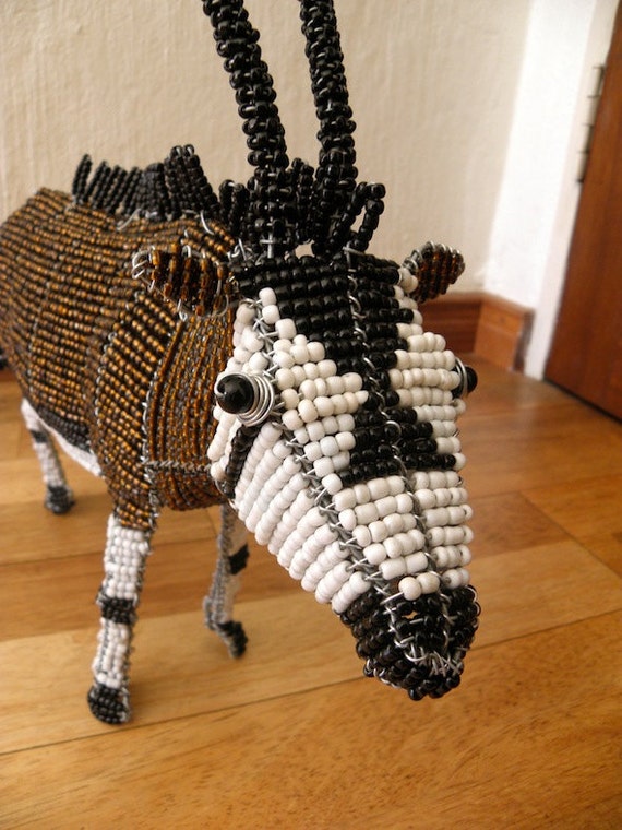 アフリカンハンドメイド ビーズ動物オブジェ 4点セット 【公式通販】