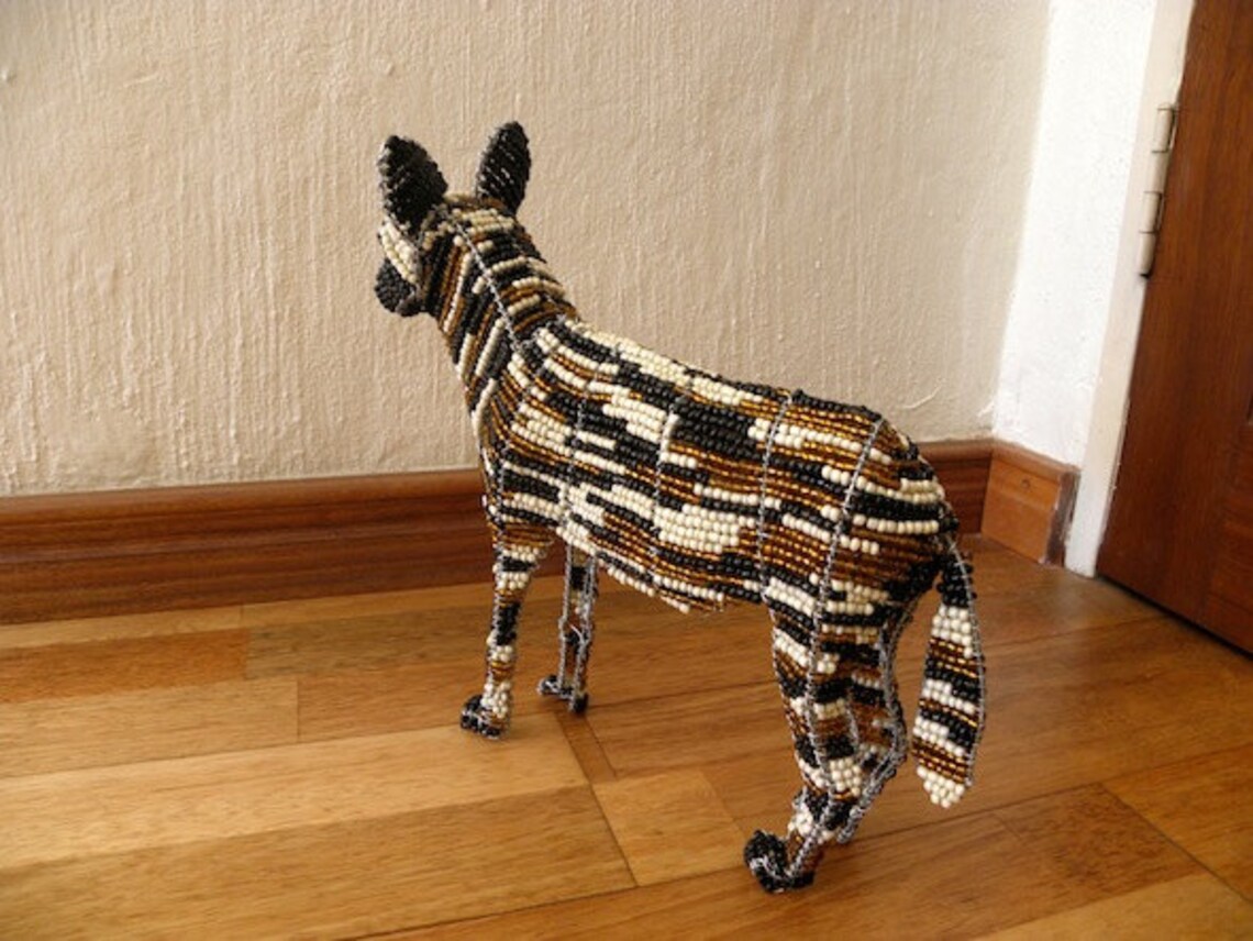African Beaded Wire Animal WILD DOG Natural - Etsy