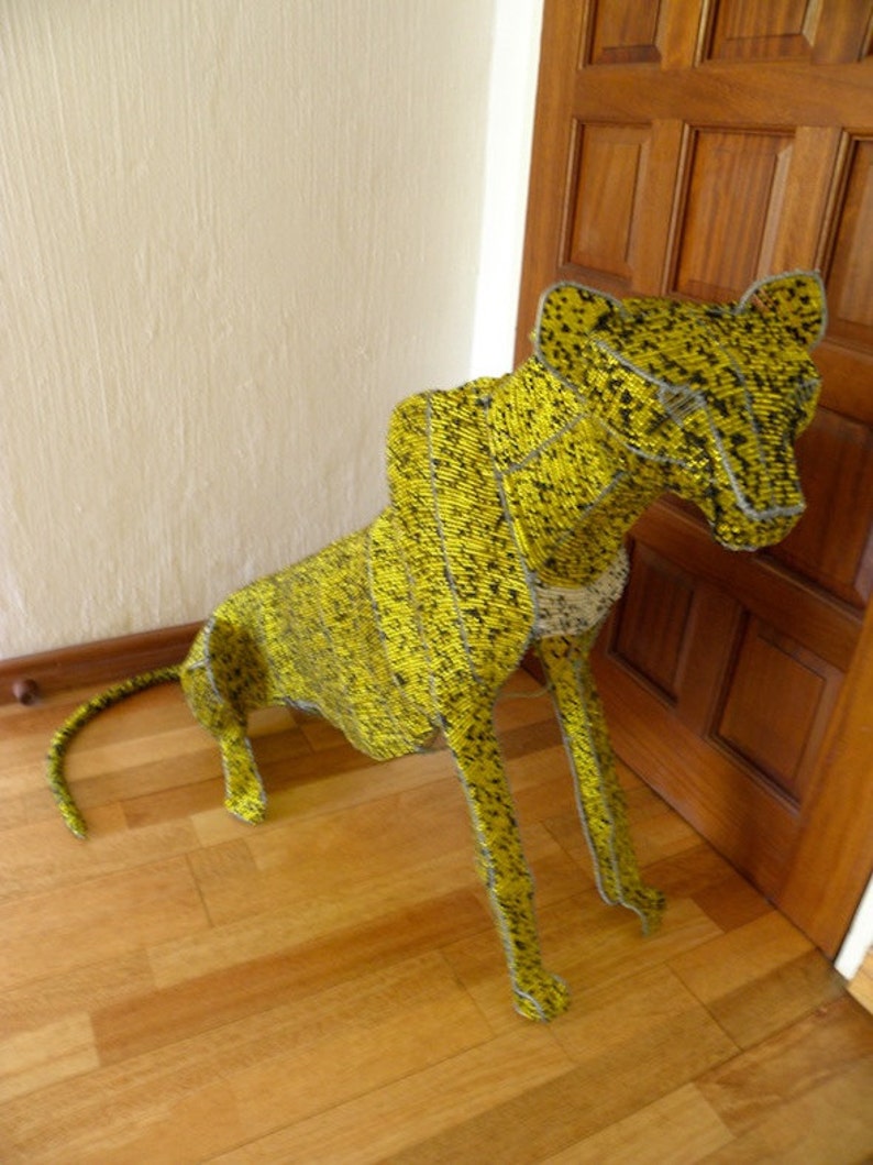 African Beaded Wire Animal Sculpture CHEETAH X-LARGE | Etsy