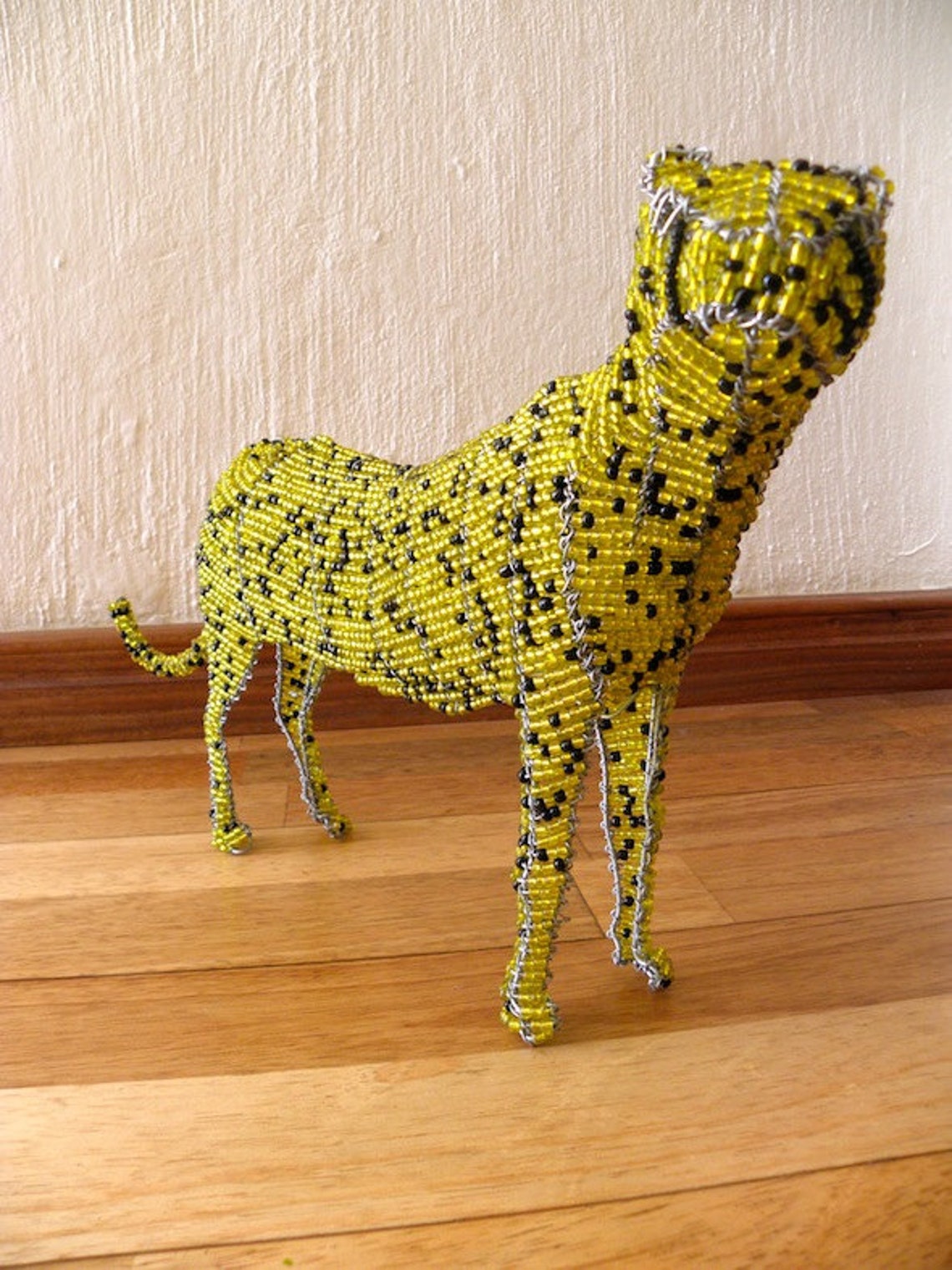 African Beaded Wire Animal Sculpture CHEETAH Medium | Etsy